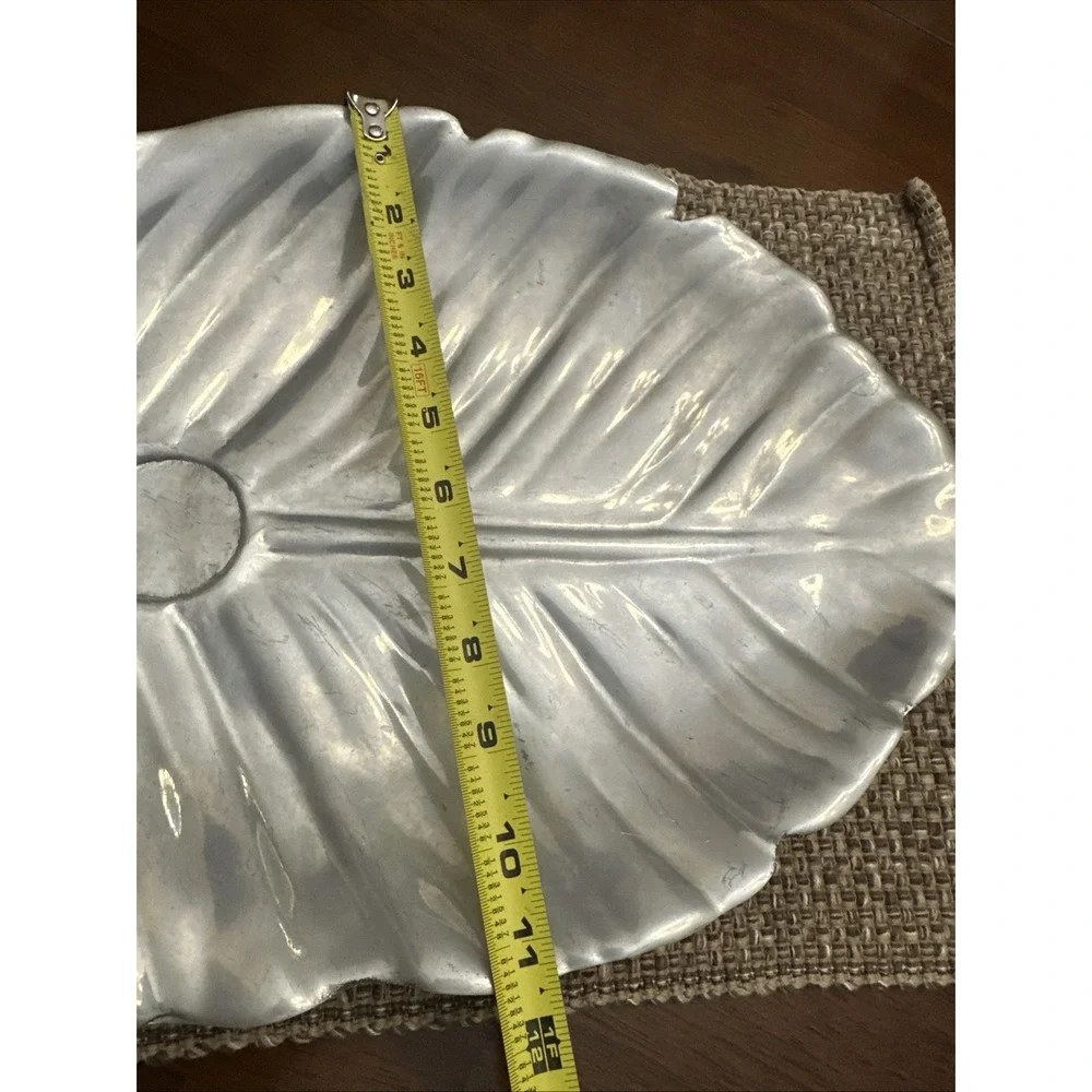 Leaf Shape Serving Tray Chip & Dip‎ Platter Decorative Aluminum Metal 2 Piece